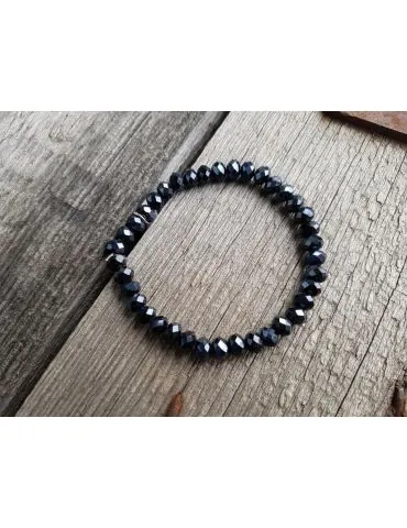 Armband Kristallarmband Perlen dunkelblau groß Glitzer Schimmer elastisch