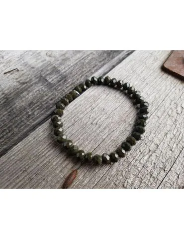 Armband Kristallarmband Perlen dunkelkhaki groß Glitzer Schimmer elastisch