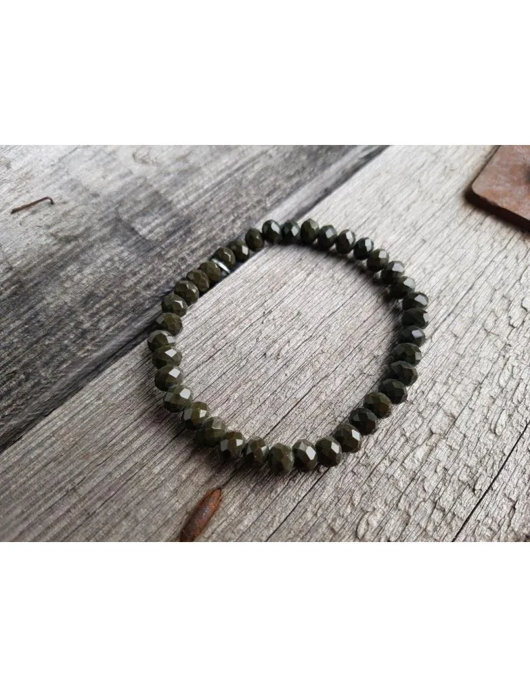 Armband Kristallarmband Perlen dunkelkhaki groß Glitzer Schimmer elastisch