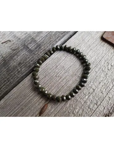 Armband Kristallarmband Perlen dunkelkhaki groß Glitzer Schimmer elastisch
