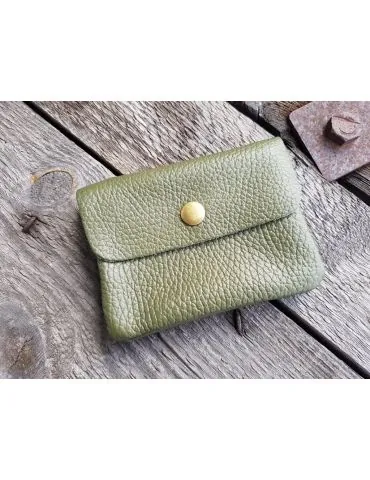 Portemonnaie Geldbörse Börse klein oliv khaki Echtes Leder 1120