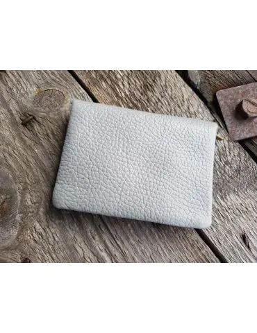 Portemonnaie Geldbörse Börse klein hellgrau grau Echtes Leder 1120