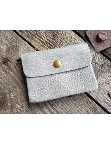 Portemonnaie Geldbörse Börse klein hellgrau grau Echtes Leder 1120