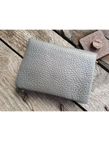 Portemonnaie Geldbörse Börse klein grau grey Echtes Leder 1120