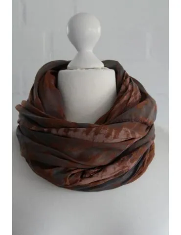 Schal Tuch Loop Made in Italy Seide Baumwolle braun grau beige Batik S 195