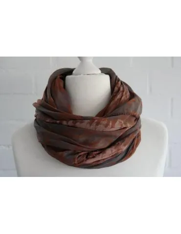 Schal Tuch Loop Made in Italy Seide Baumwolle braun grau beige Batik S 195