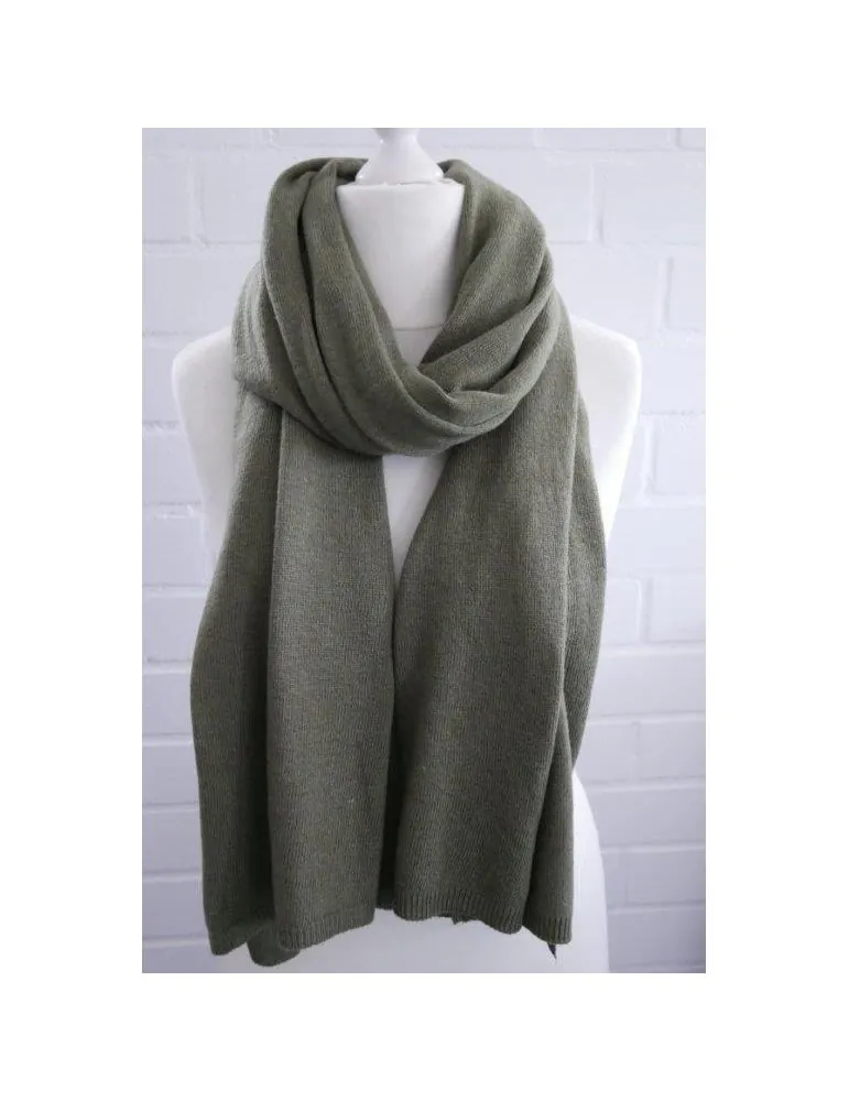Damen Herren XXL Schal Stola Poncho oliv grün uni mit Wolle und Kaschmir ca. 55 x 200 1010