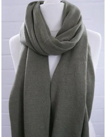 Damen Herren XXL Schal Stola Poncho oliv grün uni mit Wolle und Kaschmir ca. 55 x 200 1010