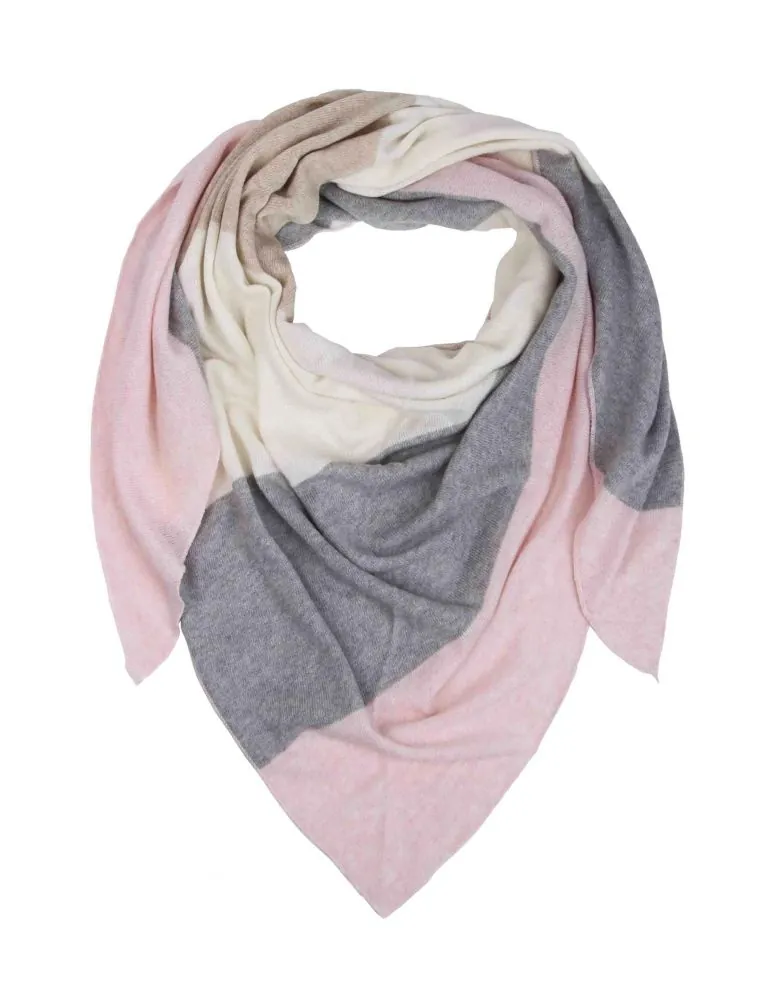 Zwillingsherz Dreiecktuch Schal mit Kaschmir Viskose rose natur grau creme Streifen Stefanie