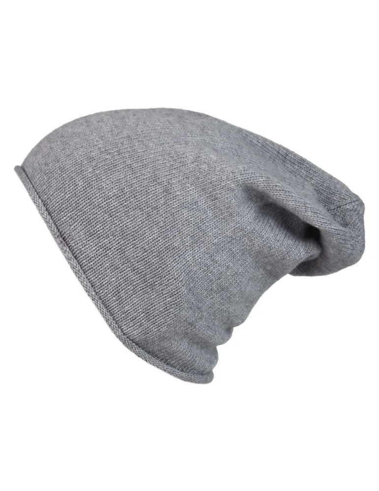 Zwillingsherz Mütze Beanie Classic grau uni ohne Stern mit Fleece u Kaschmir