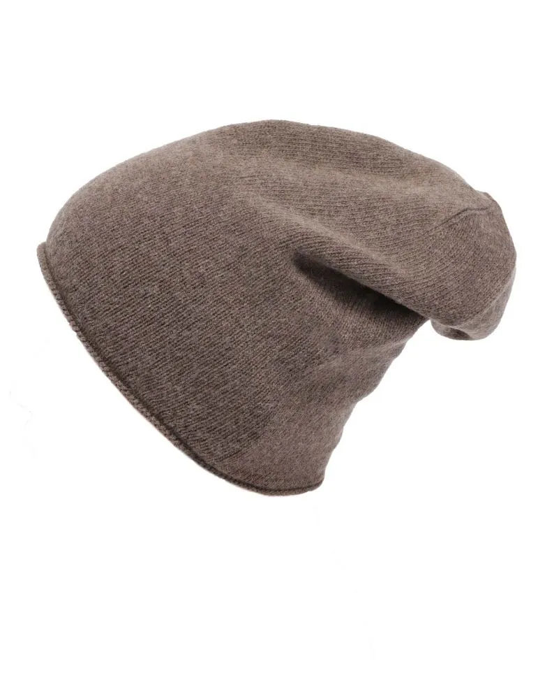Zwillingsherz Mütze Beanie Classic sand beige uni mit 25% Kaschmir