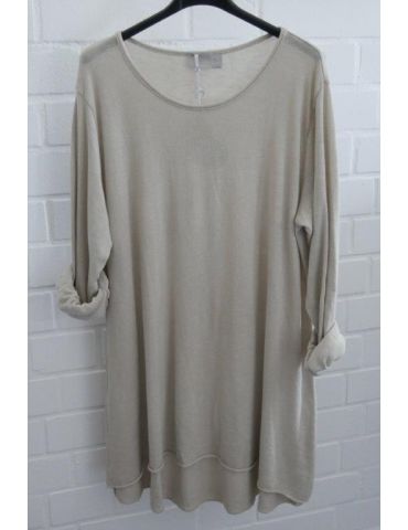 ESViViD Damen Tunika Shirt A-Form langarm beige mit Baumwolle Onesize 38 - 44 3295