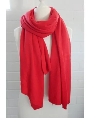 Damen XXL Schal Stola Poncho rot red uni mit Wolle und Kaschmir ca. 55 x 200 1010