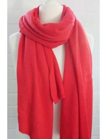 Damen XXL Schal Stola Poncho rot red uni mit Wolle und Kaschmir ca. 55 x 200 1010