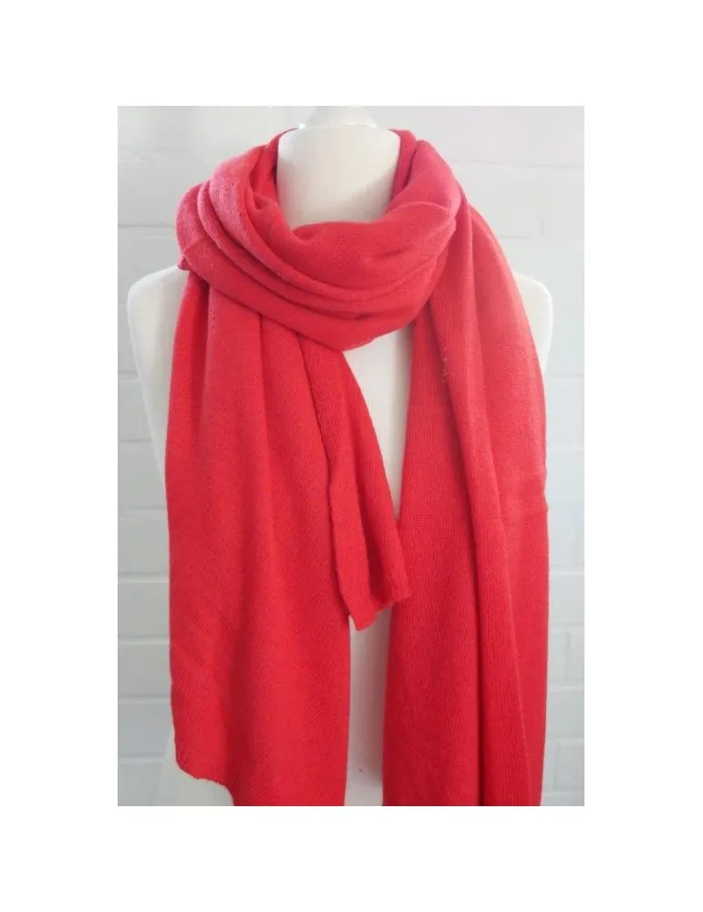 Damen XXL Schal Stola Poncho rot red uni mit Wolle und Kaschmir ca. 55 x 200 1010