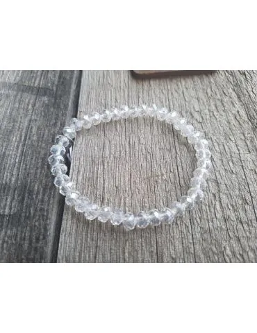 Armband Kristallarmband Perlen groß klar Glitzer Schimmer elastisch