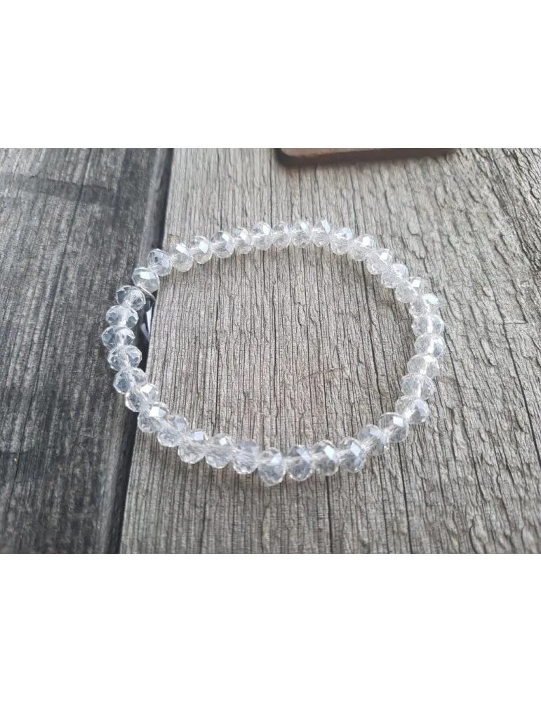 Armband Kristallarmband Perlen groß klar Glitzer Schimmer elastisch
