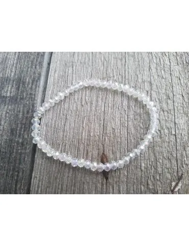 Armband Kristallarmband Perlen klar klein Glitzer Schimmer elastisch