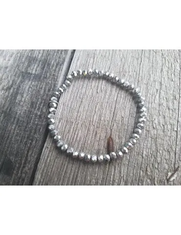 Armband Kristallarmband Perlen klein silber silver Glitzer Schimmer elastisch