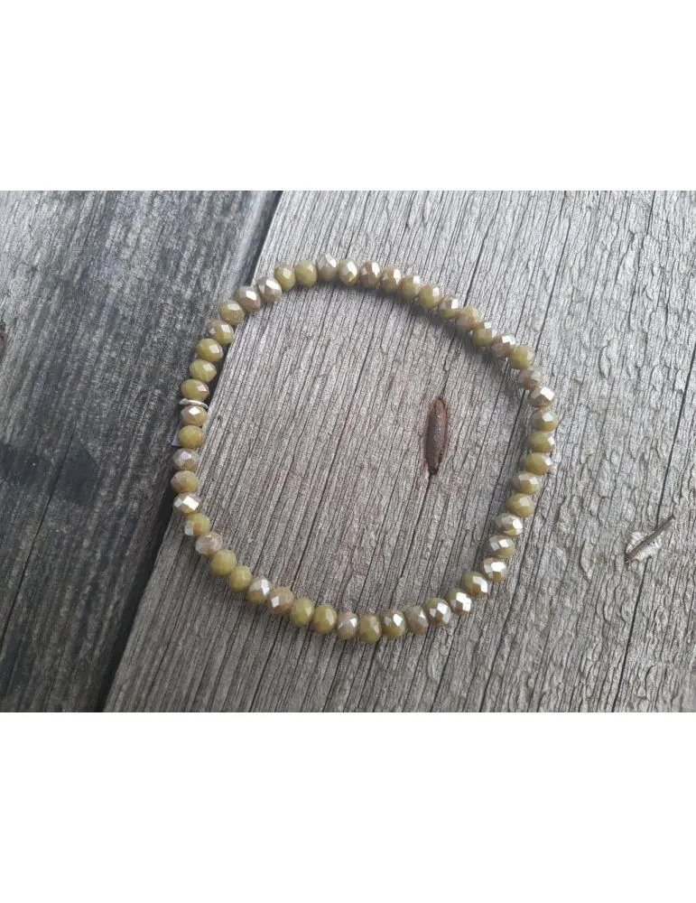 Bijoux Armband Kristallarmband Perlen khaki silber klein Glitzer Schimmer elastisch