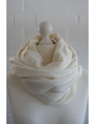 Damen XXL Schal Stola Poncho creme off-white uni mit Wolle und Kaschmir ca. 55 x 200 1010