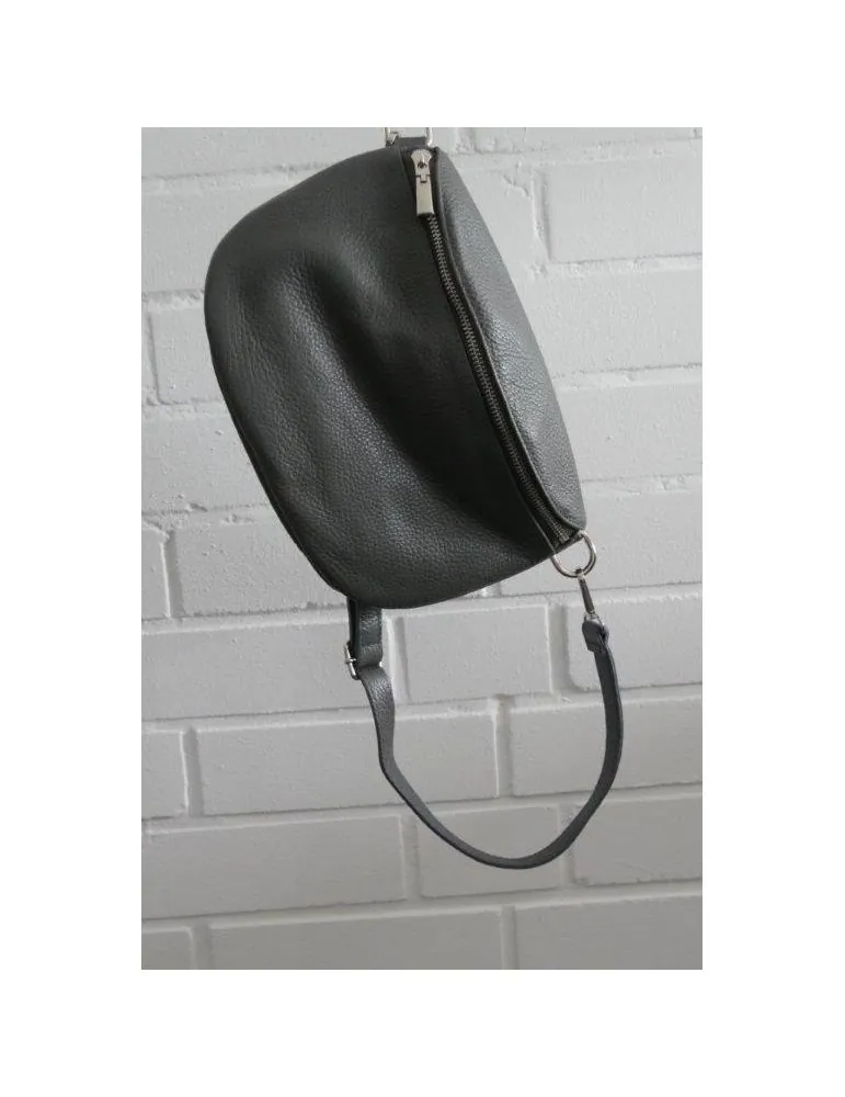 Damen Echt Leder Gürtel Tasche Handtasche Bauchtasche grau grey uni Gr. L