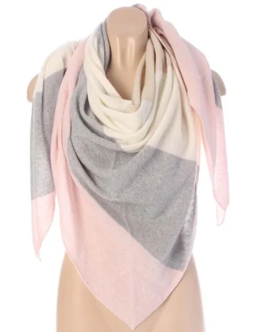 Zwillingsherz Dreiecktuch Schal mit Kaschmir Viskose rose natur grau creme Streifen Stefanie