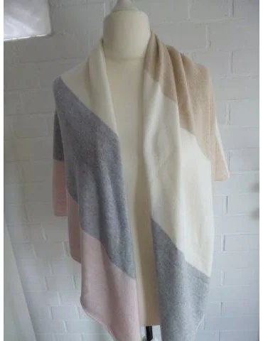 Zwillingsherz Dreiecktuch Schal mit Kaschmir Viskose rose natur grau creme Streifen Stefanie