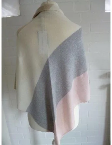 Zwillingsherz Dreiecktuch Schal mit Kaschmir Viskose rose natur grau creme Streifen Stefanie