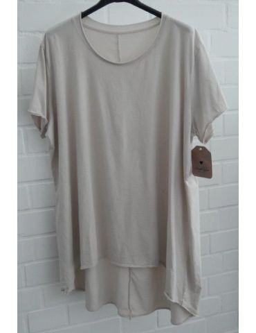 Damen Shirt A-Form kurzarm beige sand Baumwolle Onesize ca. 38 - 46
