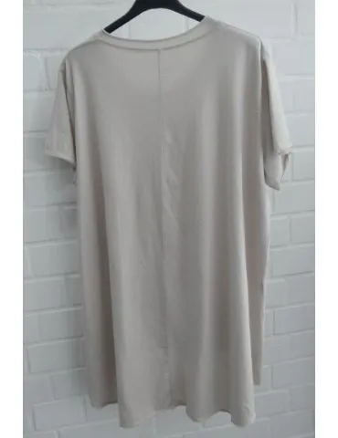 Damen Shirt A-Form kurzarm beige sand Baumwolle Onesize ca. 38 - 46 6036