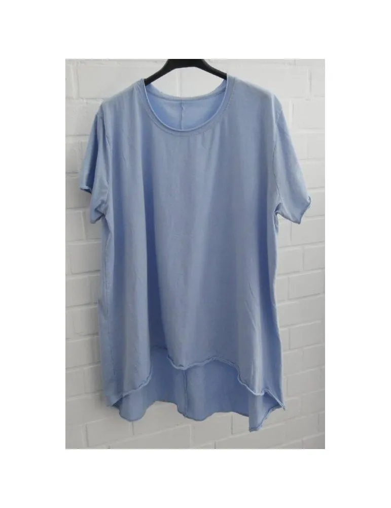 Damen Shirt A-Form kurzarm hellblau blau Baumwolle Onesize ca. 38 - 46 6036