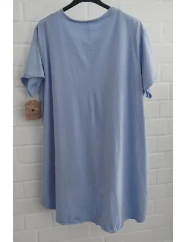 Damen Shirt A-Form kurzarm hellblau b lau Baumwolle Onesize ca. 38 - 46 6036