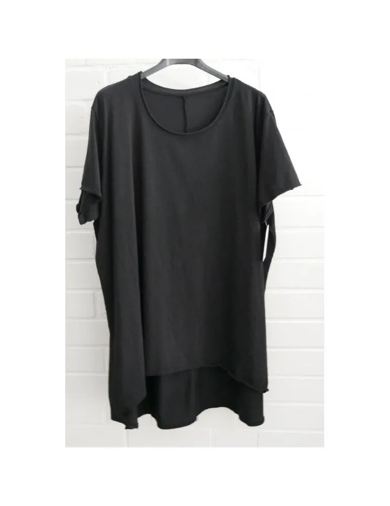 Damen Shirt A-Form kurzarm schwarz black Baumwolle Onesize ca. 38 - 46 6036