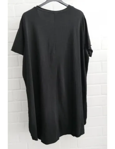 Damen Shirt A-Form kurzarm schwarz black Baumwolle Onesize ca. 38 - 46 6036