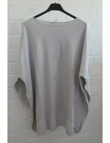 ESViViD Damen Pullover hellgrau grau Rundhals Onesize 38 - 46 mit Viskose 2232