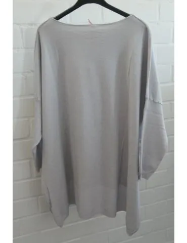 ESViViD Damen Pullover B-Ware hellgrau grau Rundhals Onesize 38 - 46 mit Viskose 2232