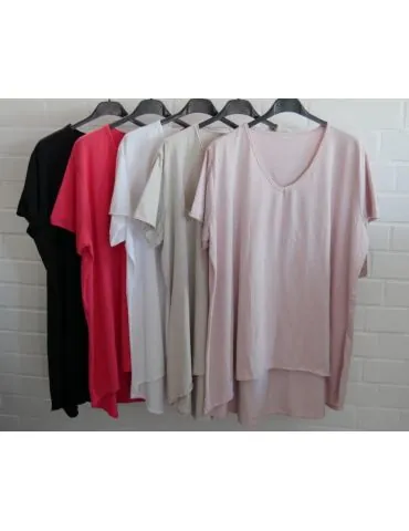 Damen Shirt A-Form kurzarm weiß white V-Ausschnitt Baumwolle Onesize 38 - 46 6561 KA