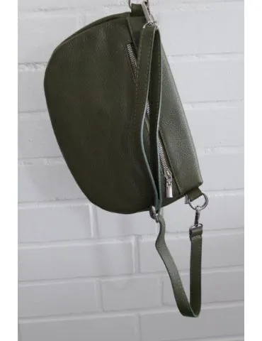 Damen Echt Leder Gürtel Tasche Handtasche Bauchtasche oliv grün uni Gr. L T2101