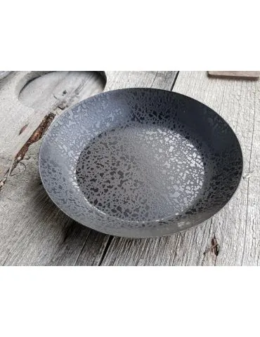 Dekotablett Unterteller Metall Tablett schwarz Muster rund 13,5 cm