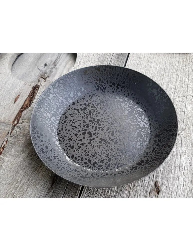Dekotablett Unterteller Metall Tablett schwarz Muster rund 13,5 cm