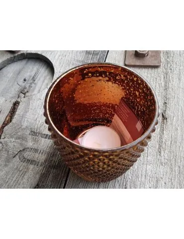 Teelicht Teelichtglas Kerze Glas bronze braun Punkte