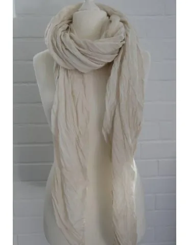XXL Damen Schal Tuch hellbeige sand 100% Baumwolle Asymmetrisch