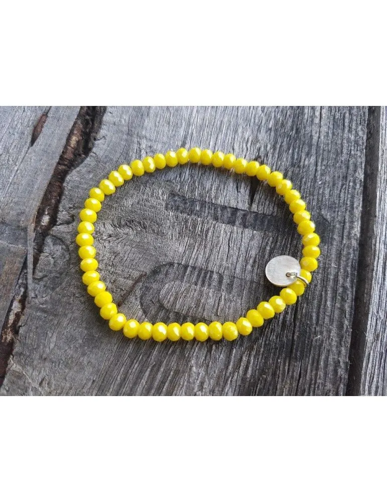 Bijoux Armband Kristallarmband Perlen zitronengelb klein Glitzer Schimmer elastisch
