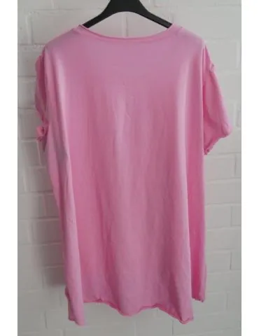 Damen Shirt A-Form kurzarm hellpink Baumwolle Onesize ca. 38 - 46 6036