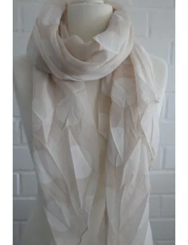 Schal Tuch Loop Made in Italy Seide Baumwolle beige weiß Riesen Punkte