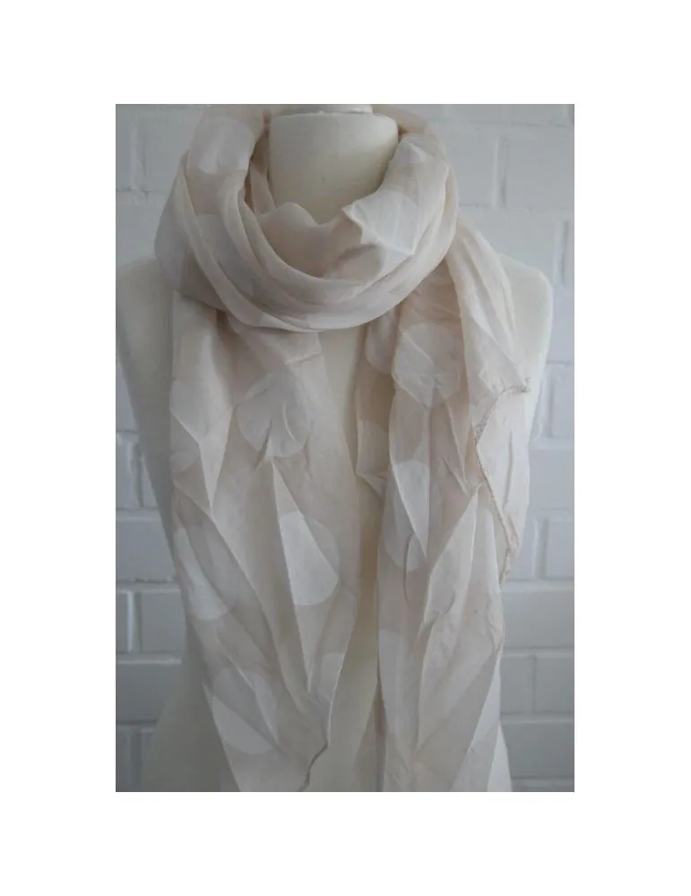 Schal Tuch Loop Made in Italy Seide Baumwolle beige weiß Riesen Punkte