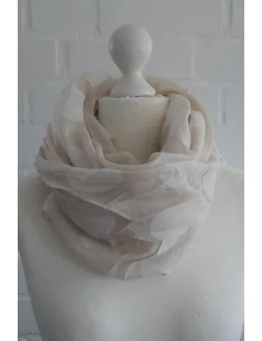 Schal Tuch Loop Made in Italy Seide Baumwolle beige weiß Riesen Punkte S 112