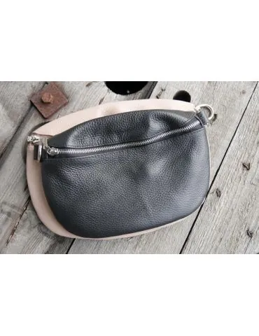 Damen Echt Leder Gürtel Tasche Handtasche Bauchtasche hellbeige uni Gr. L T2101