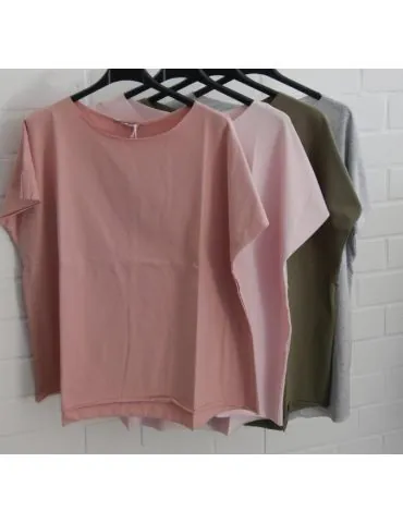 Damen Shirt kurzarm hellgrau grau meliert mit Baumwolle Onesize 38 - 44 19509